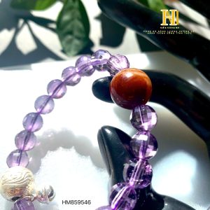 Vòng Tay Thạch anh Tím cắt giác mix viên Chalcedony